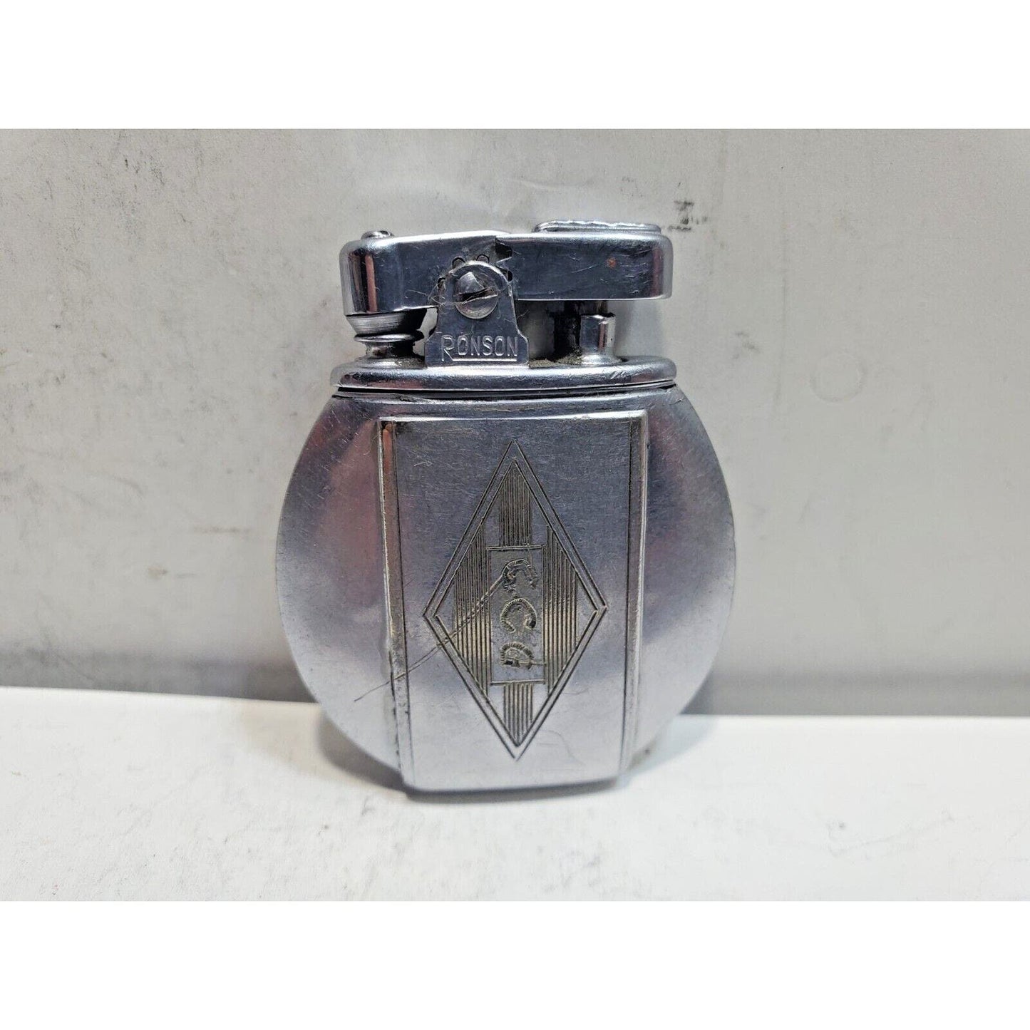 Working Vintage 1930's Art Deco Ronson Regent Jr. Silver Tone 6449/26