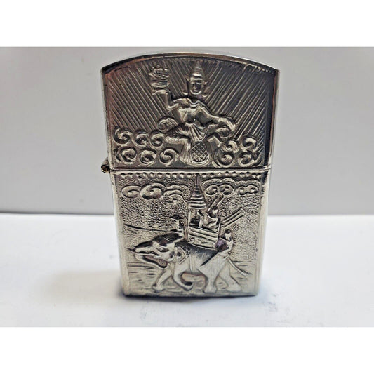 Working Vintage Sterling Silver Siam Lighter, Zippo Insert 6667/33