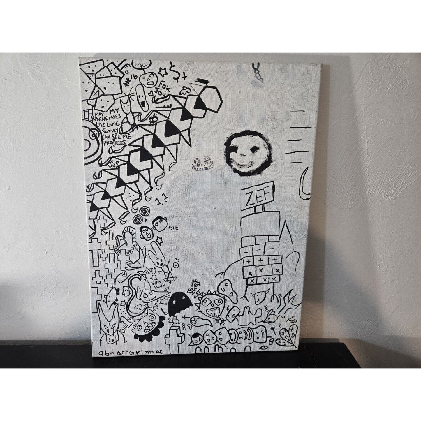 Oil Painting Crown Doodle Art Signed Graffiti 18 X 24"