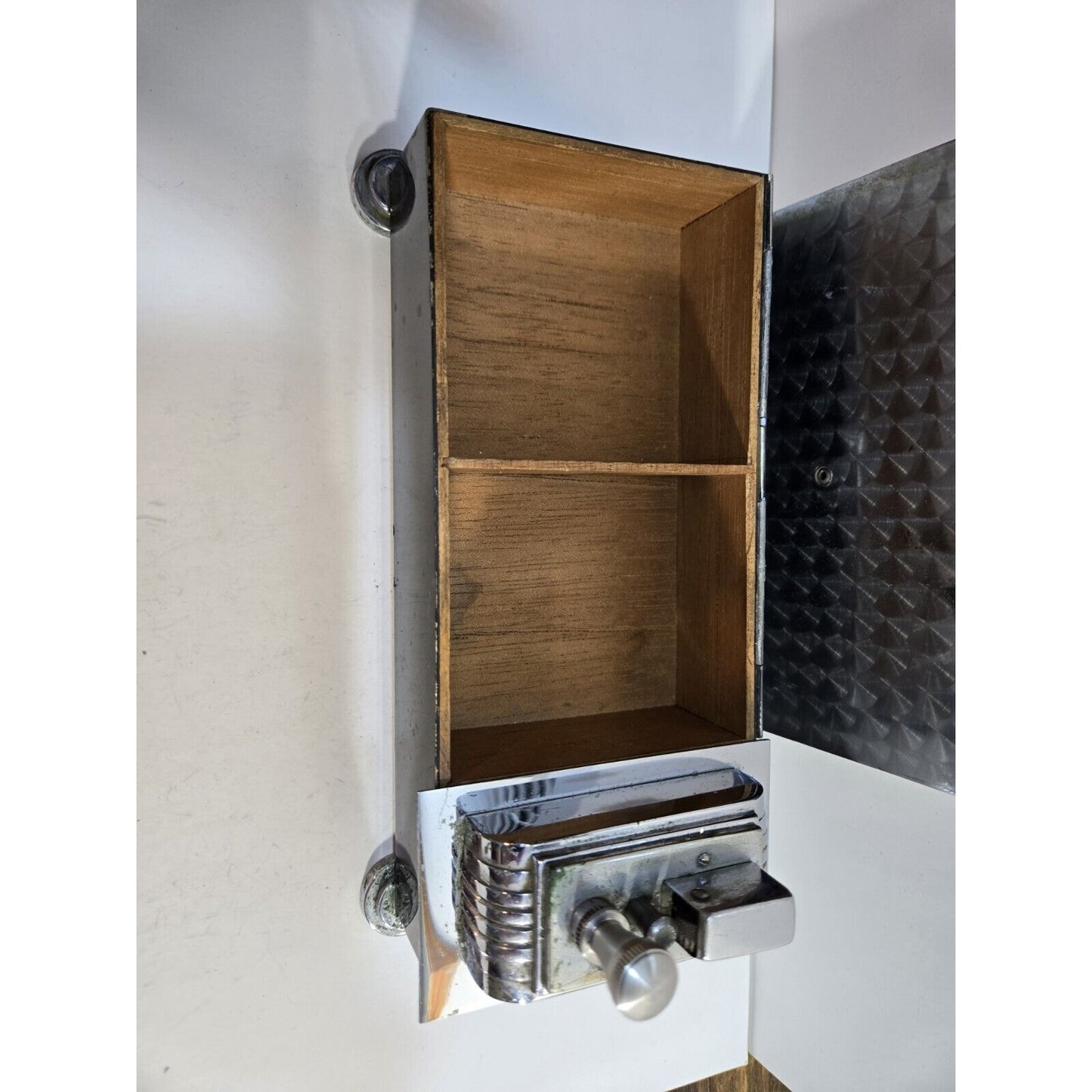 Vintage Working Ronson Chrome Black Enamel Touch Tip Lighter & Cigarette Box