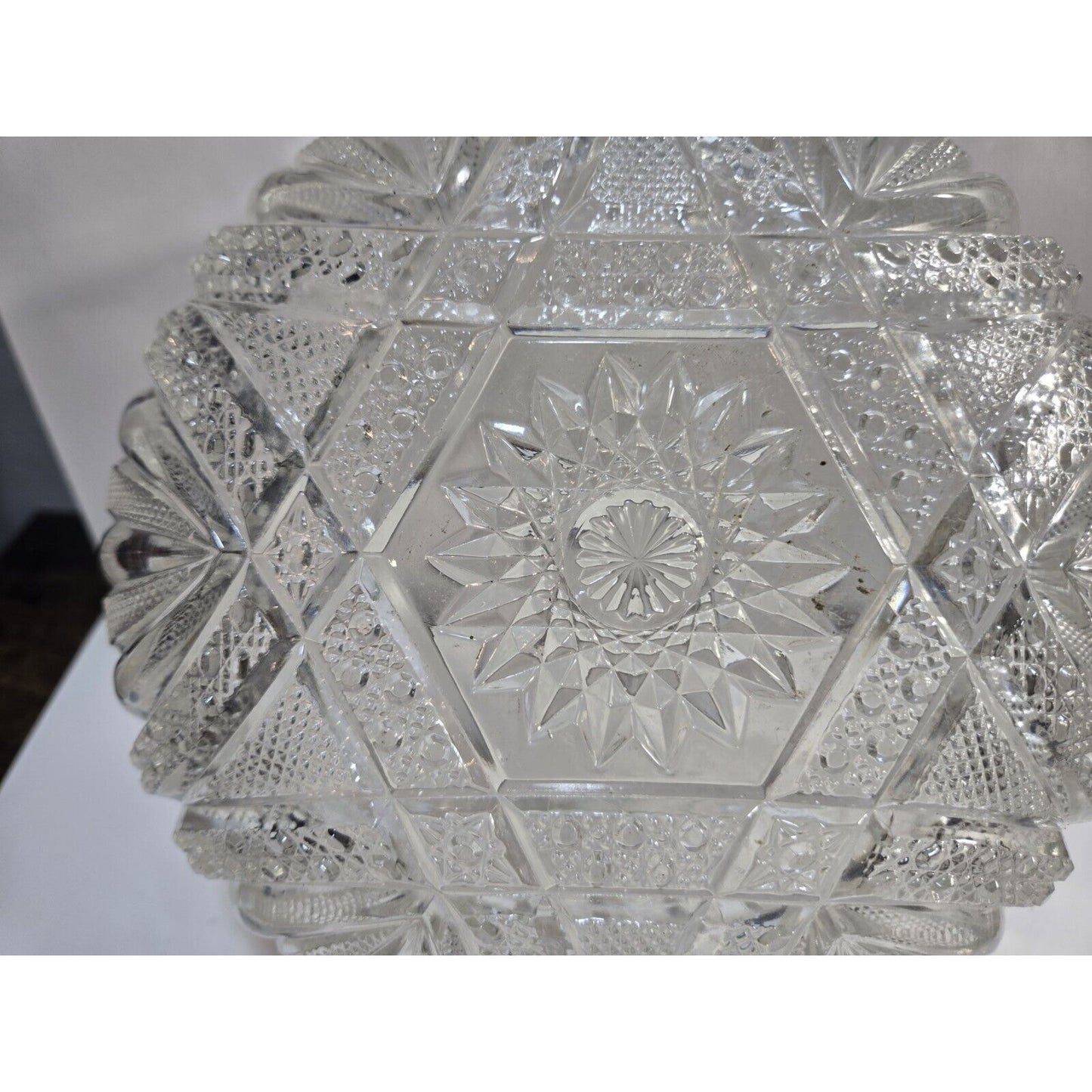 Vintage Bowl Imperial Star Cut Crystal Glass Clear Round 8 1/2"