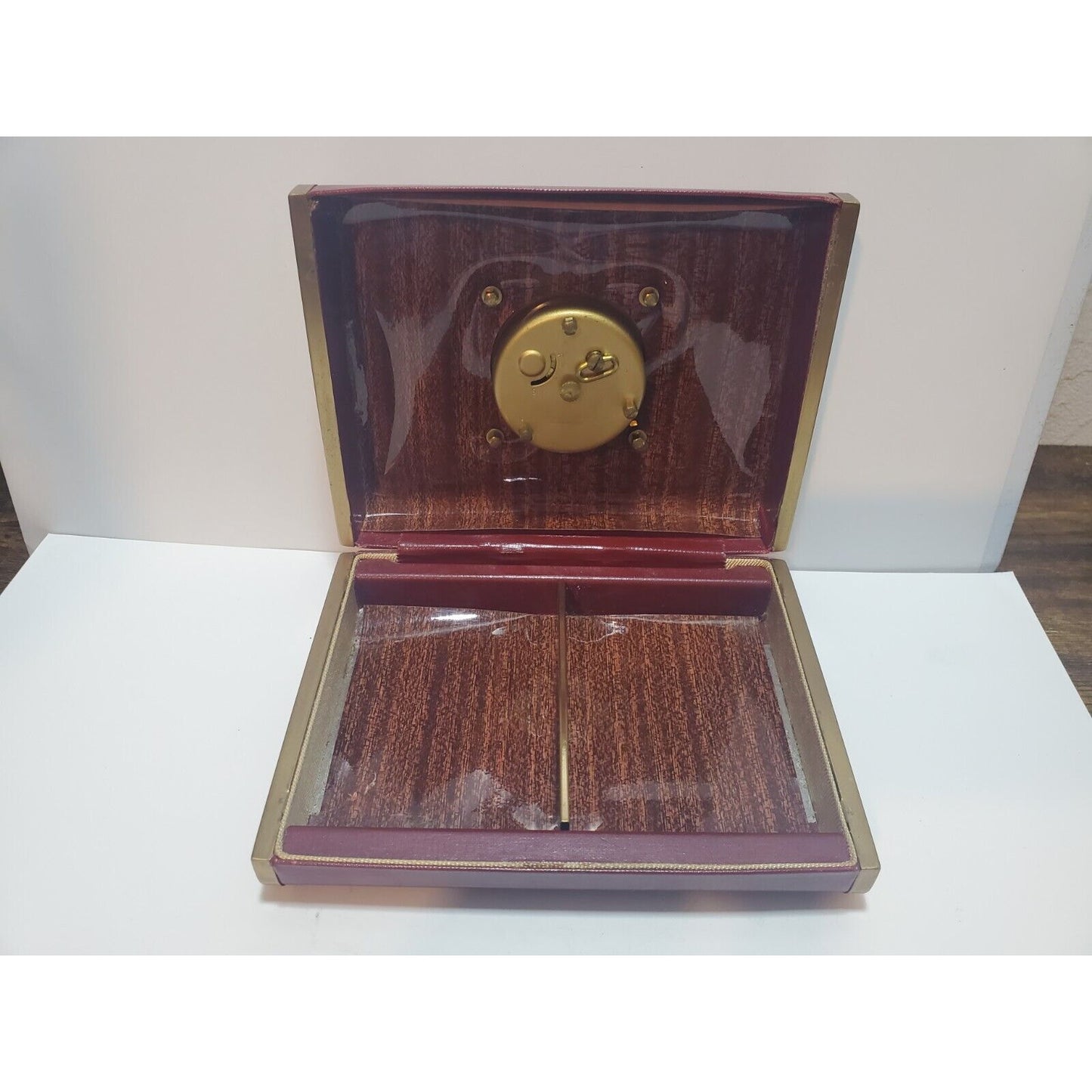 Unique Antique Leather Wrapped Cigarette / Cigar Box With WORKING Clock 6889/4