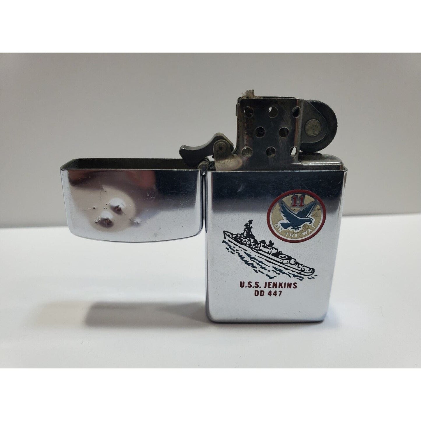 Vintage Working Zippo Lighter U.S.S. Jenkins DD 447 6513/33