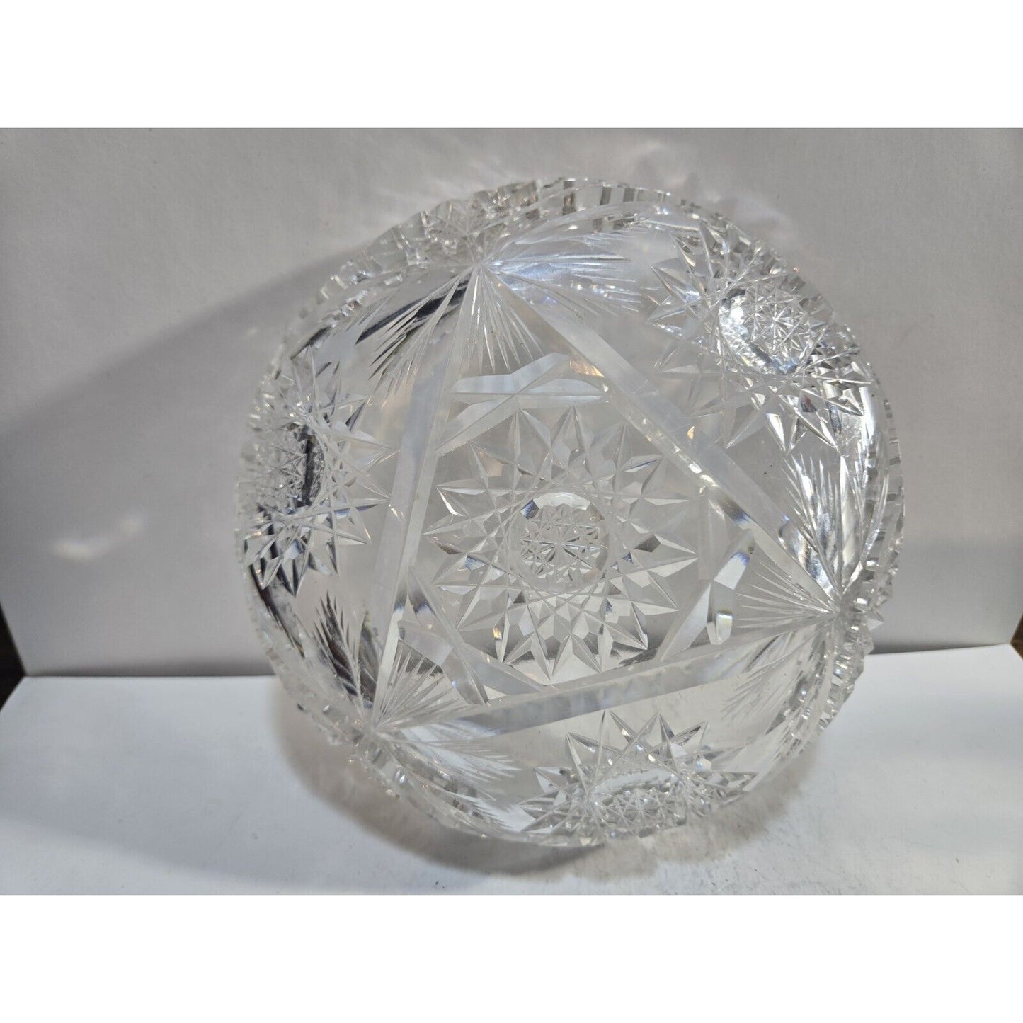 Vintage Cut Crystal Glass Bowl Tray Dish 7"