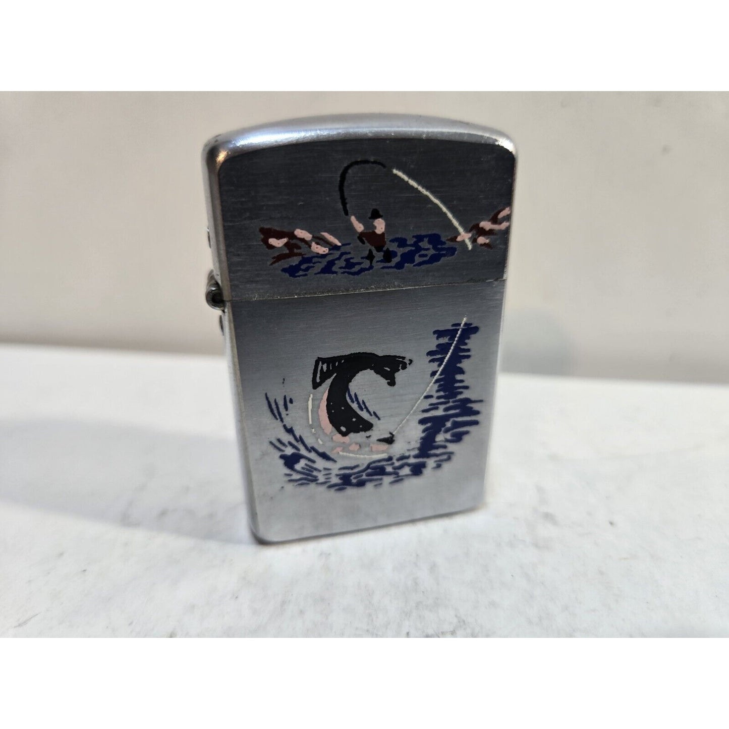 Vintage Working Champ, Fisherman Austria, SILVER Tone LIGHTER 7648/27