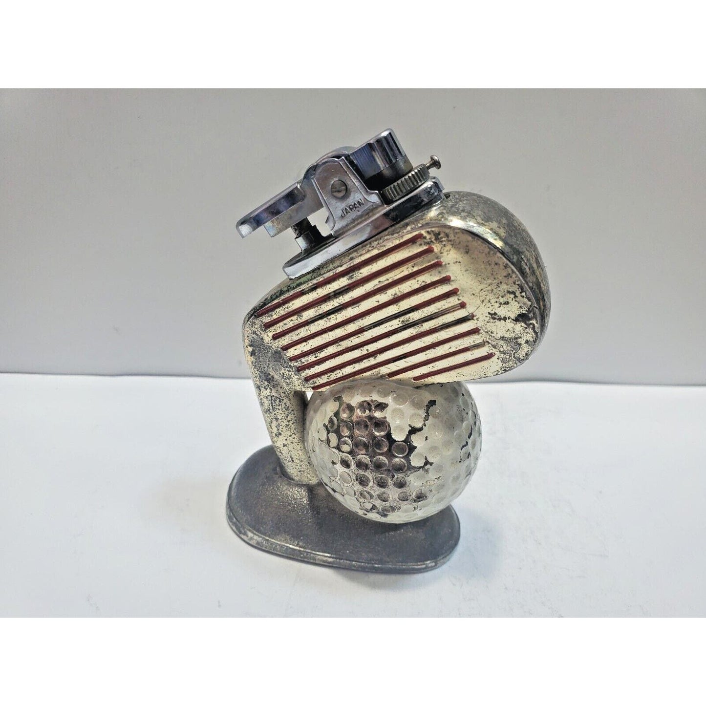 Working Vintage 50s Comoys of London Japan Table Lighter Golf Ball, Club 6626/40