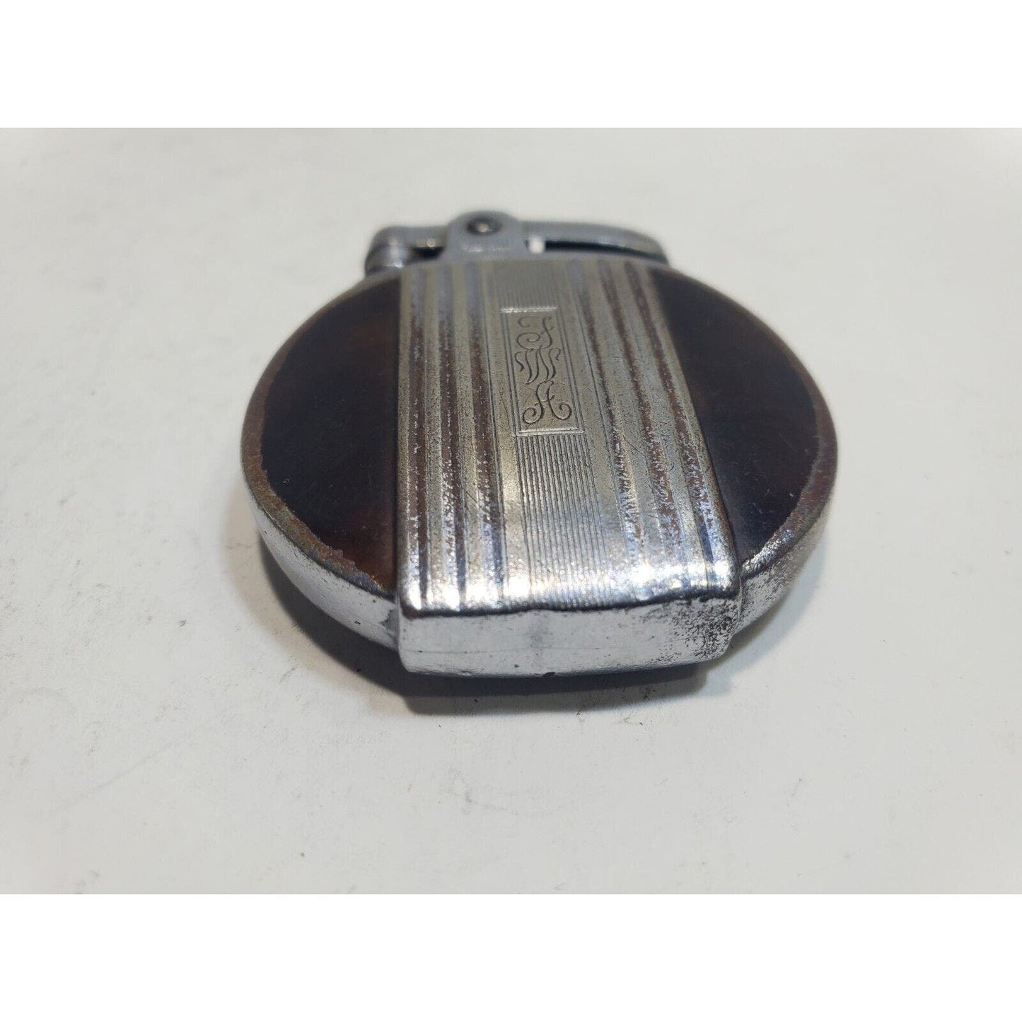 Working Vintage REGENT Ronson Round Enamel Lighter / Rondette Model 6444/26