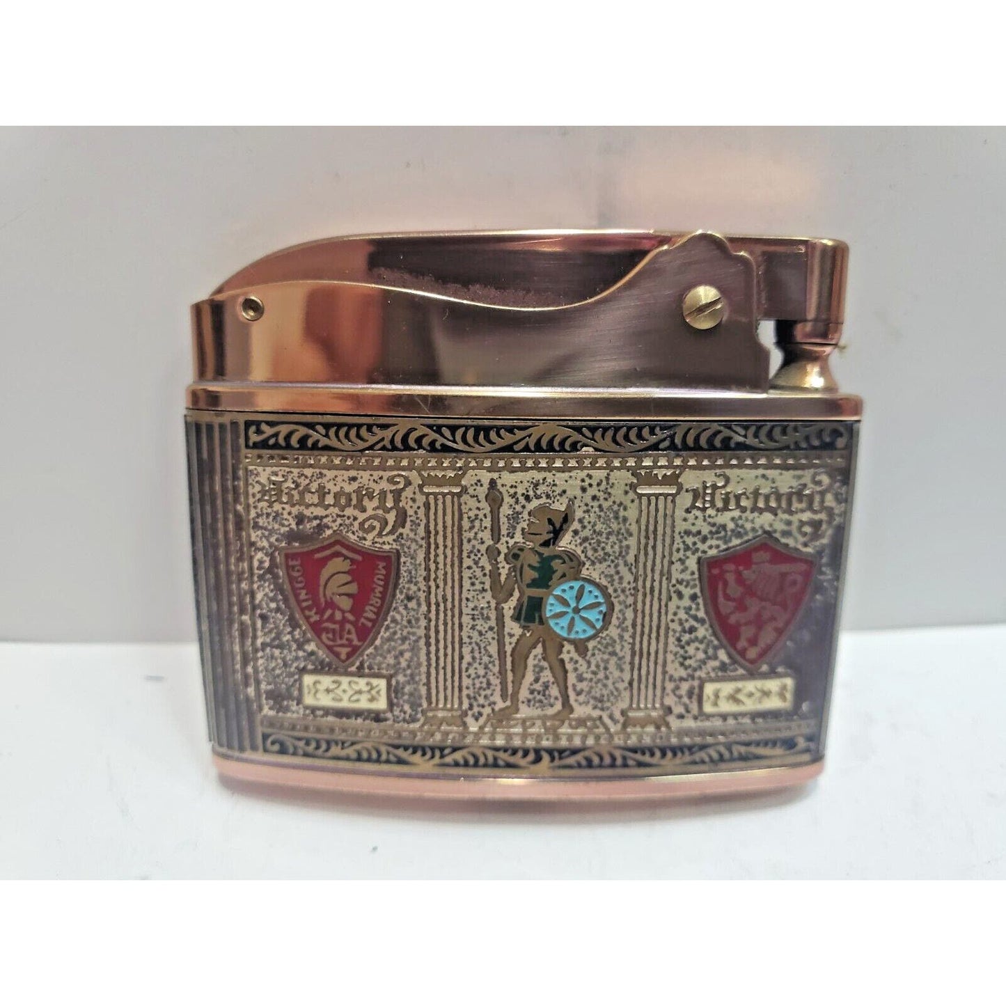 Vintage WORKING Gold & ENAMEL LOGO Atlak Lite SUPER AUTOMATIC LIGHTER 6766/32