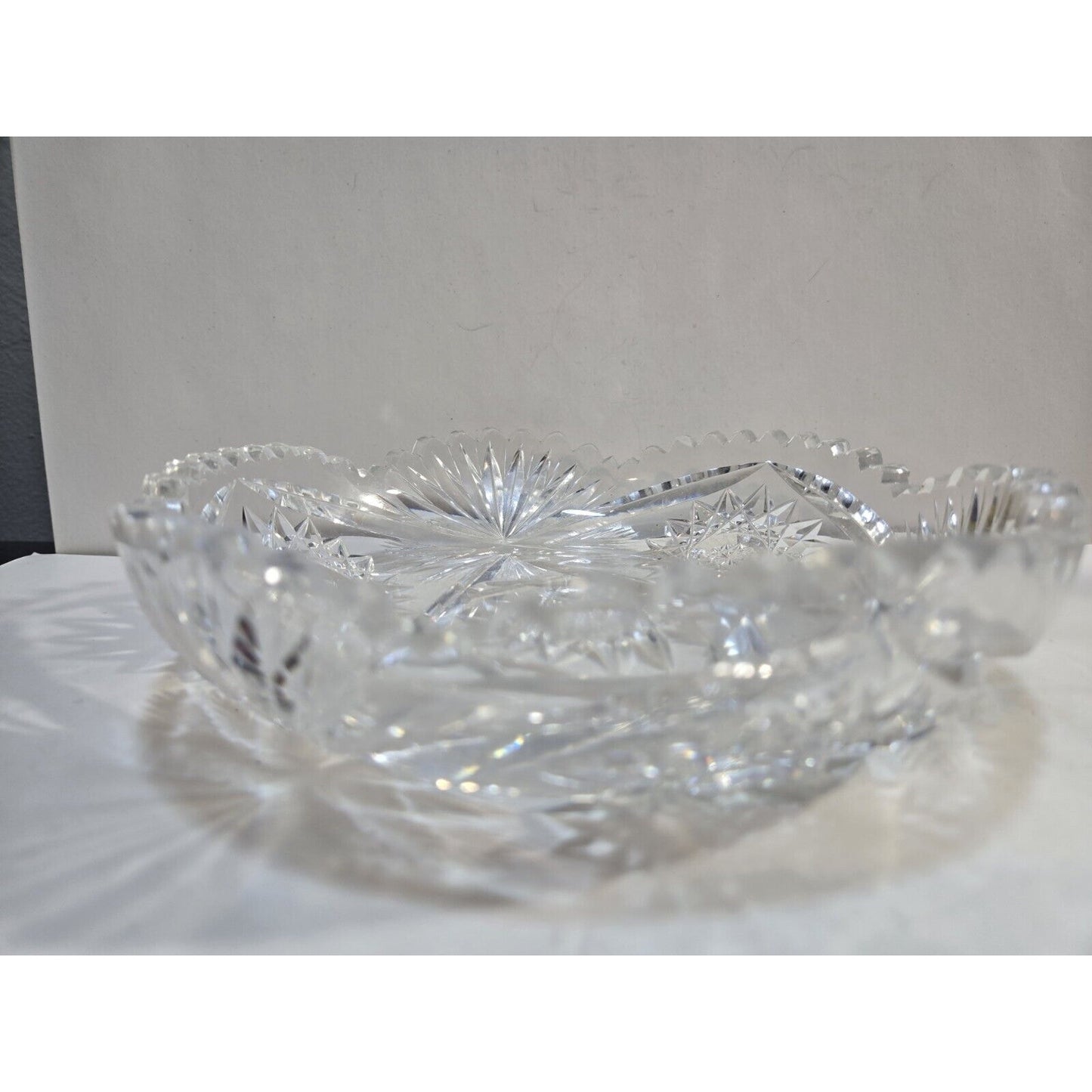 Vintage Cut Crystal Glass Bowl Tray Dish 7"