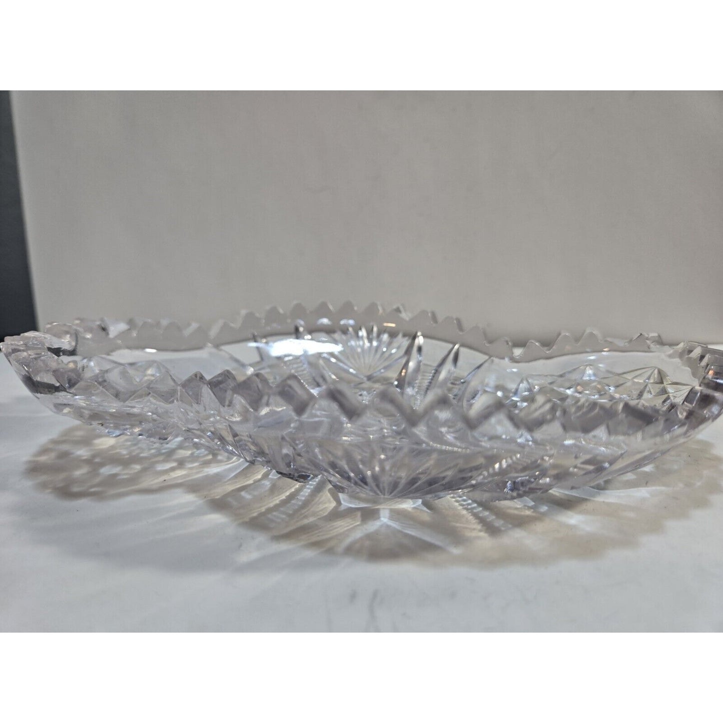 Vintage Cut Crystal Glass Bowl Tray Dish 7 1/2"