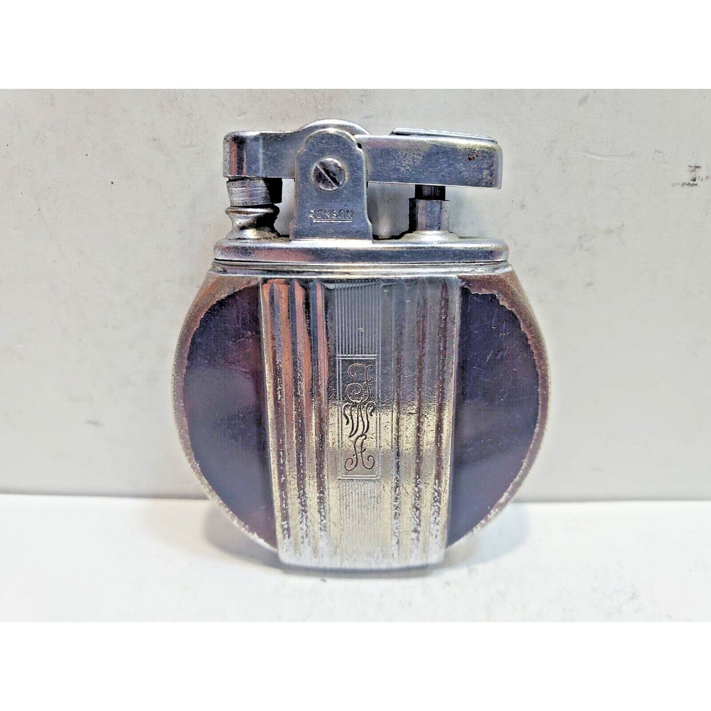 Working Vintage REGENT Ronson Round Enamel Lighter / Rondette Model 6444/26