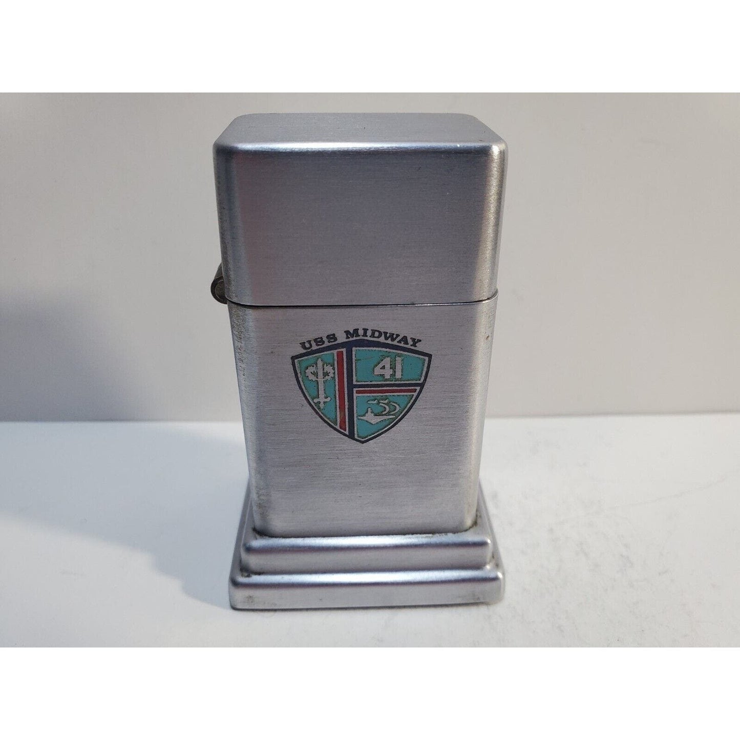 Vintage USS MIDWAY CV-41 ZIPPO AIRCRAFT CARRIER BARCROFT Table Lighter