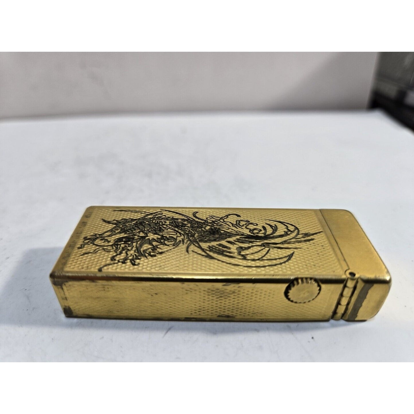 Working Vintage DUNHILL Rollagas Dragon Lighter Gold Tone SWISS MADE 7076/37