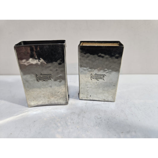 Lot 2 WEBSTER STERLING SILVER MATCHBOX MATCH BOX SAFE HOLDER CASE 7840/3