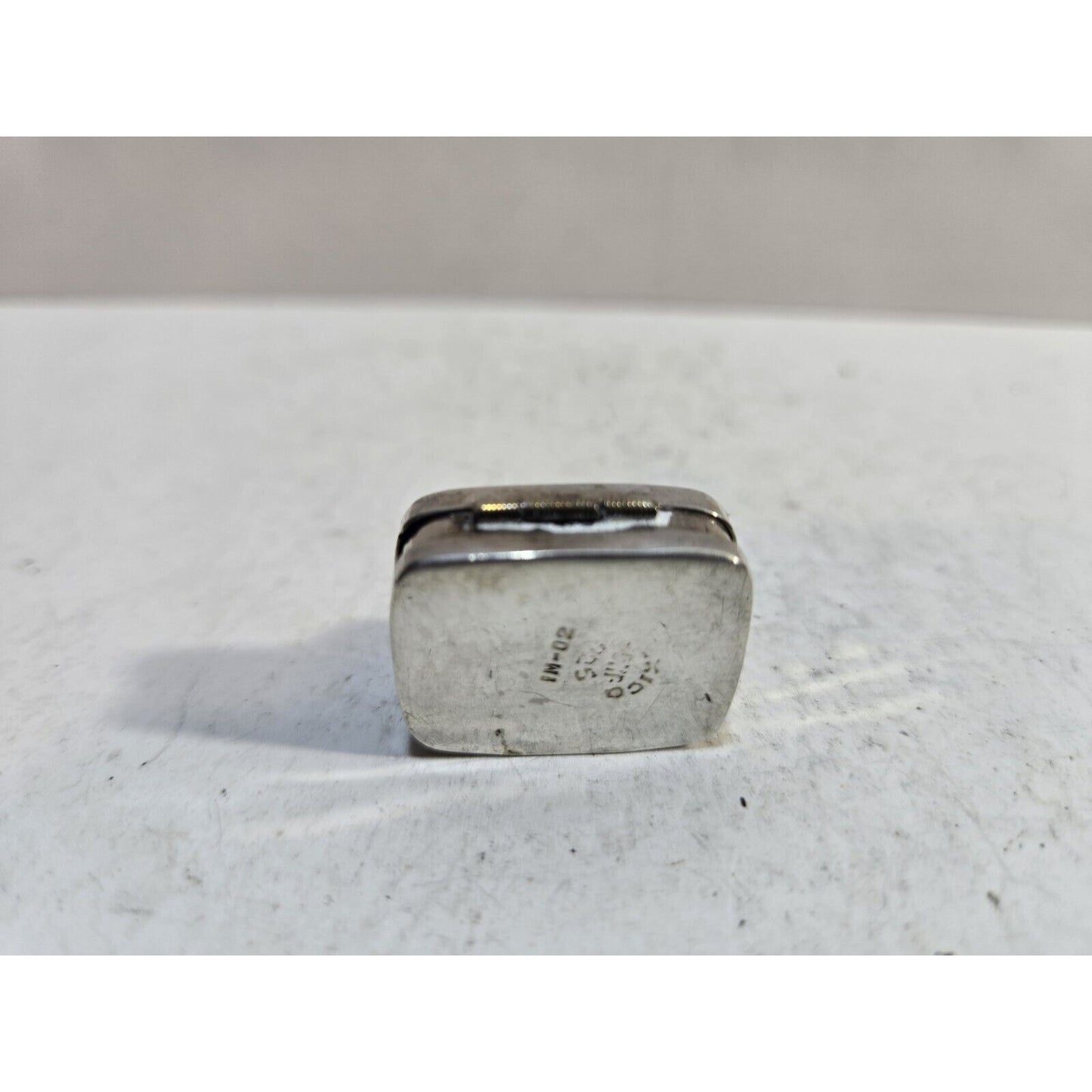 Vintage 925 Sterling Silver Hinged Lid Snuff Pill Box, Jem Stone 1" 7283/3