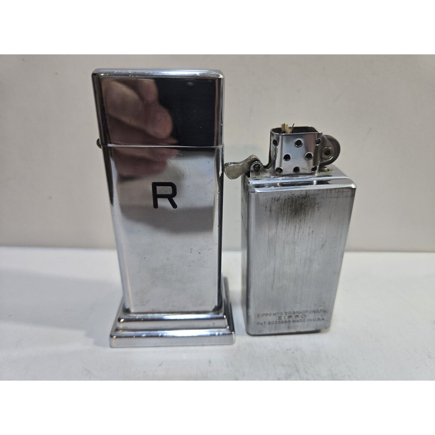 Working 1940s #2 Zippo Barcroft 4 Barrel Hinge Table Lighter , Very Rare 4.25”