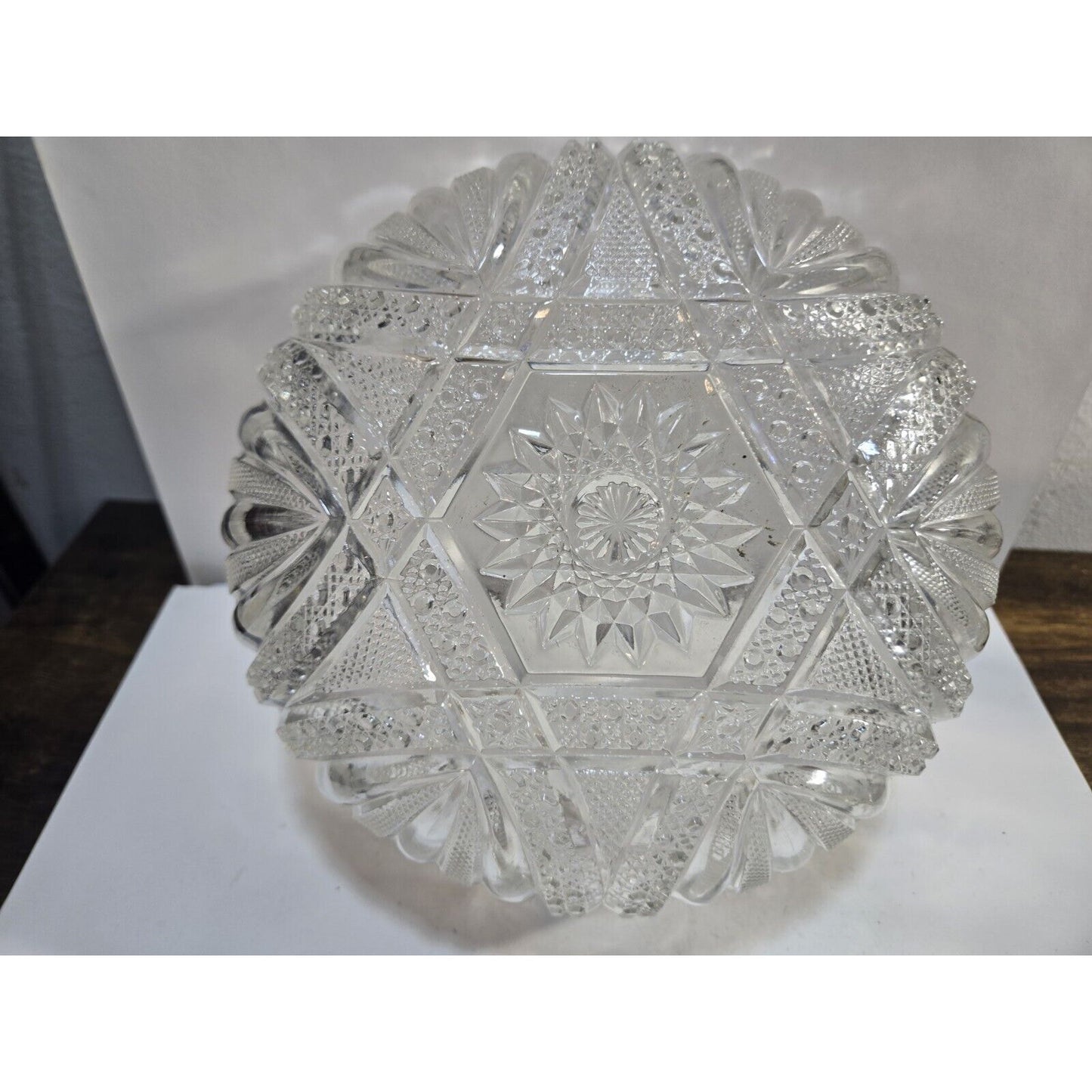 Vintage Bowl Imperial Star Cut Crystal Glass Clear Round 8 1/2"