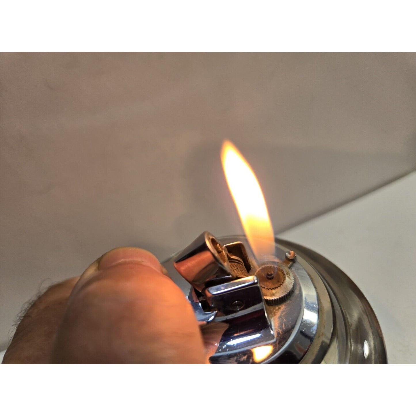 Working Ronson Nordic Varaflame Table Lighter Glass Chrome Silver Metal 7282/13