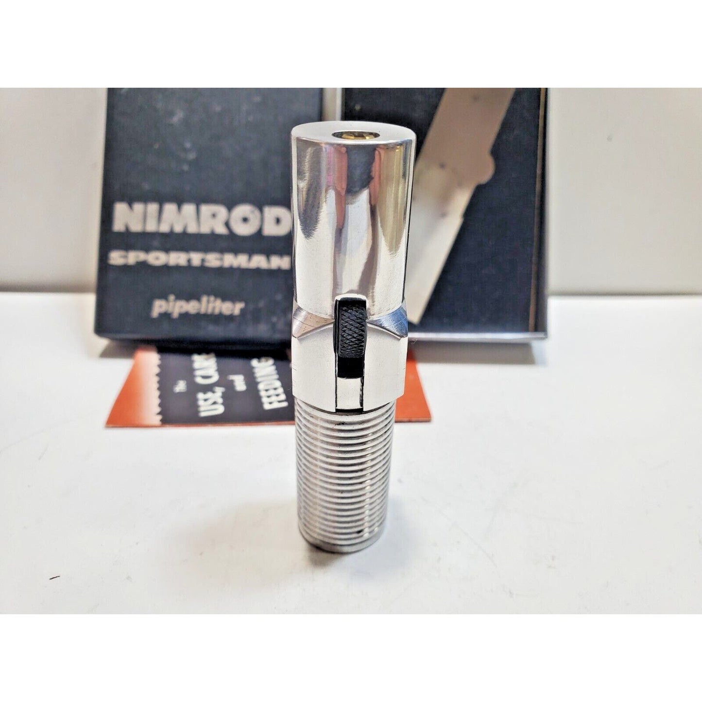 NOS Vintage Working Nimrod Pipeliter Pipe Lighter, Original BOX, UNLIT 6397/24