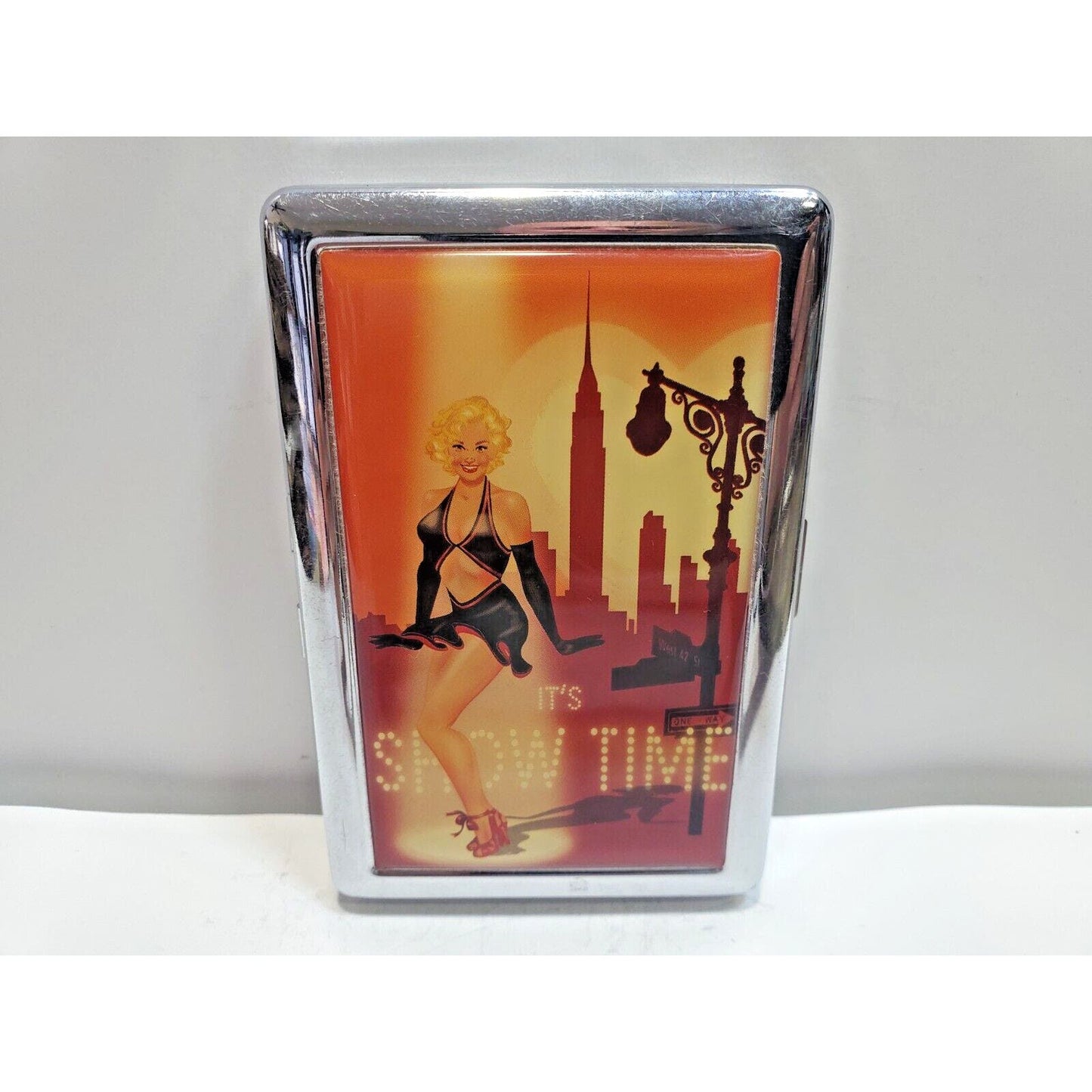Pin Up Girl 100's Size Cigarette Case / Wallet / Its Show Time 3x4" 6541/19