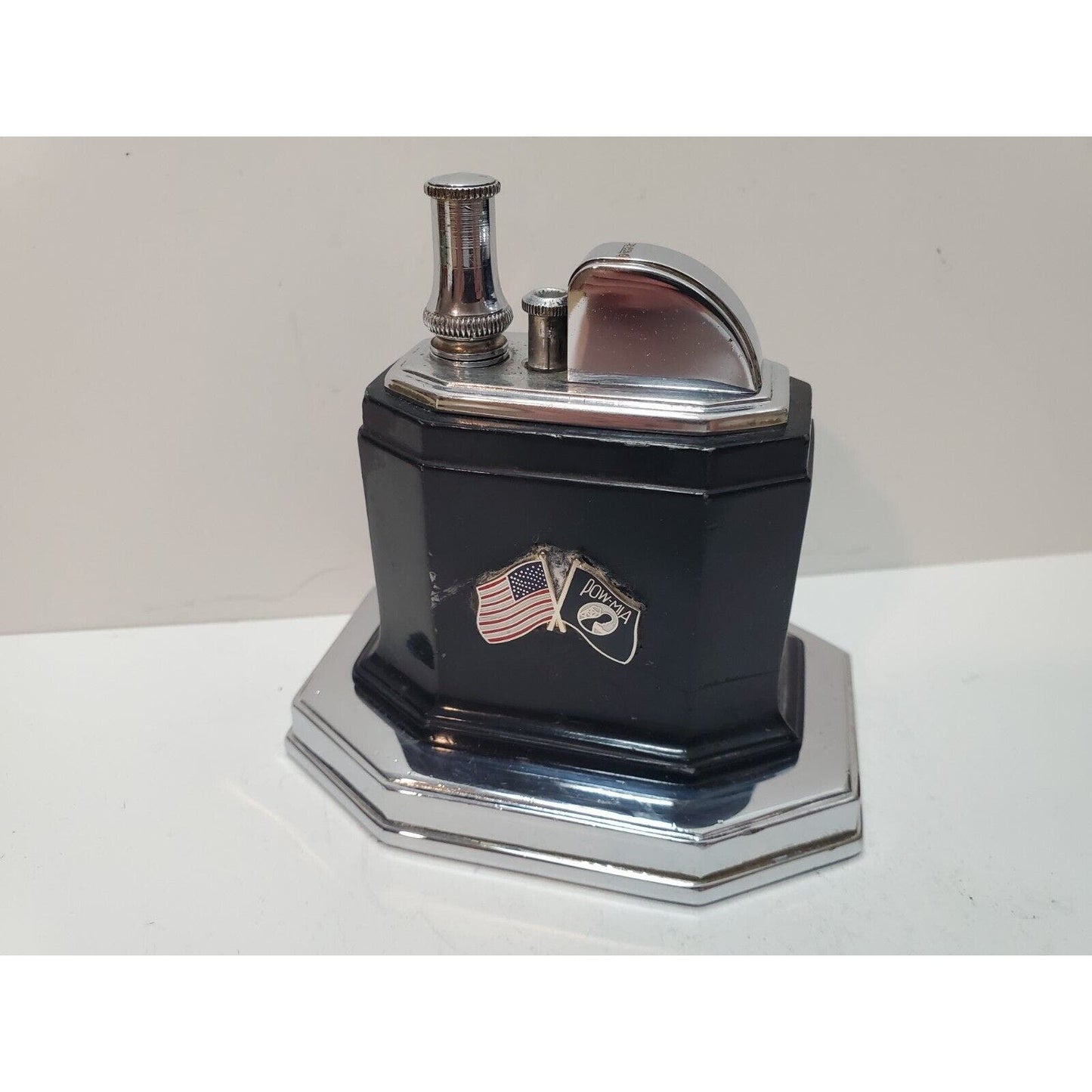 Working Ronson POW - MIA & Flag Enamel Logo Touch Tip Octette Lighter 6251/13
