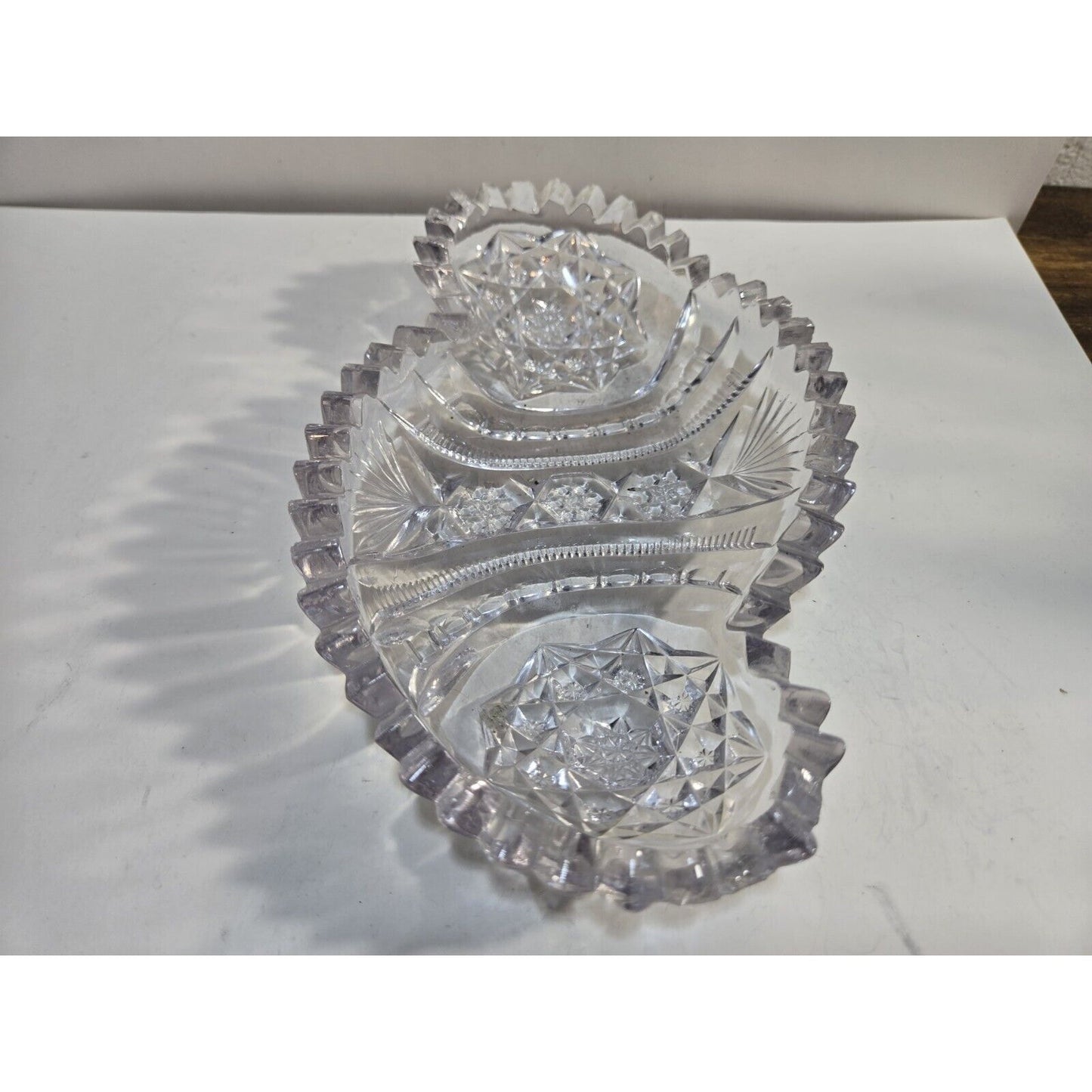 Vintage Cut Crystal Glass Bowl Tray Dish 7 1/2"