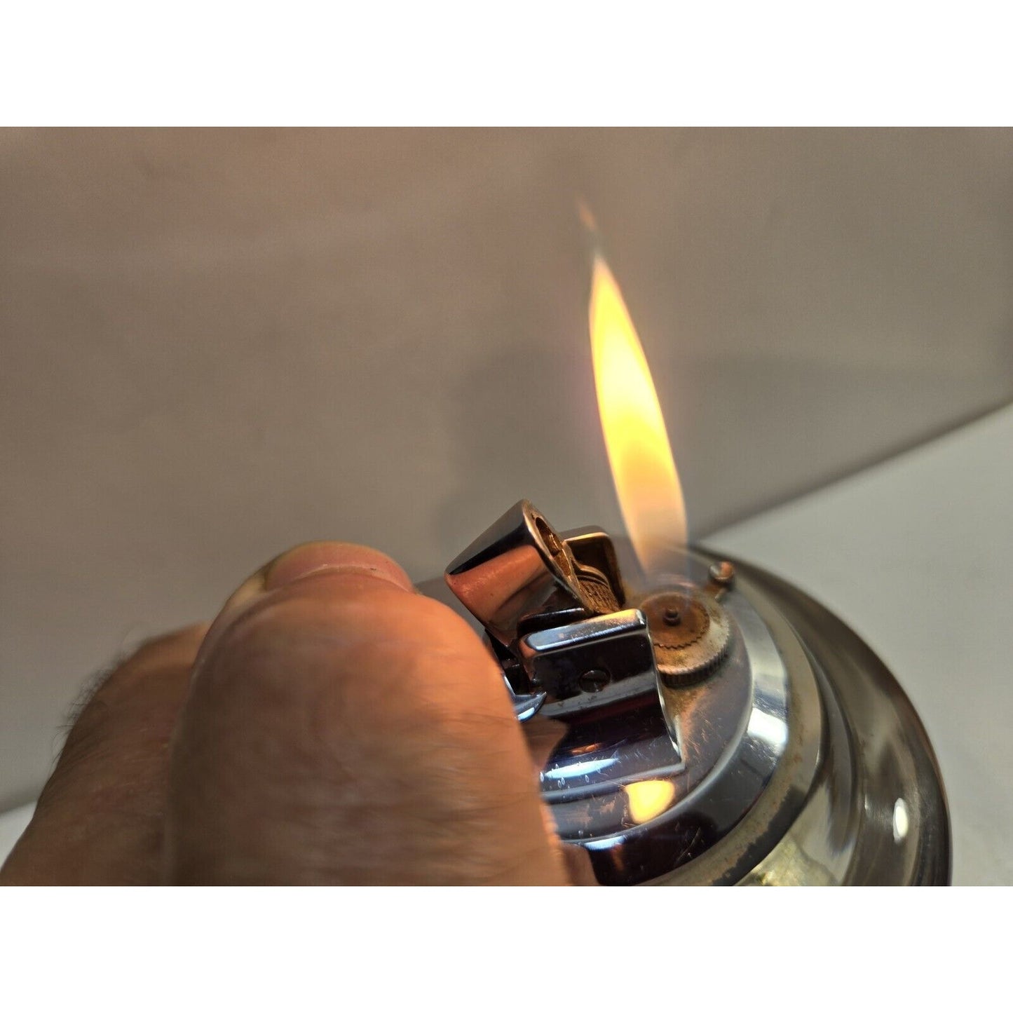 Working Ronson Nordic Varaflame Table Lighter Glass Chrome Silver Metal 7282/13