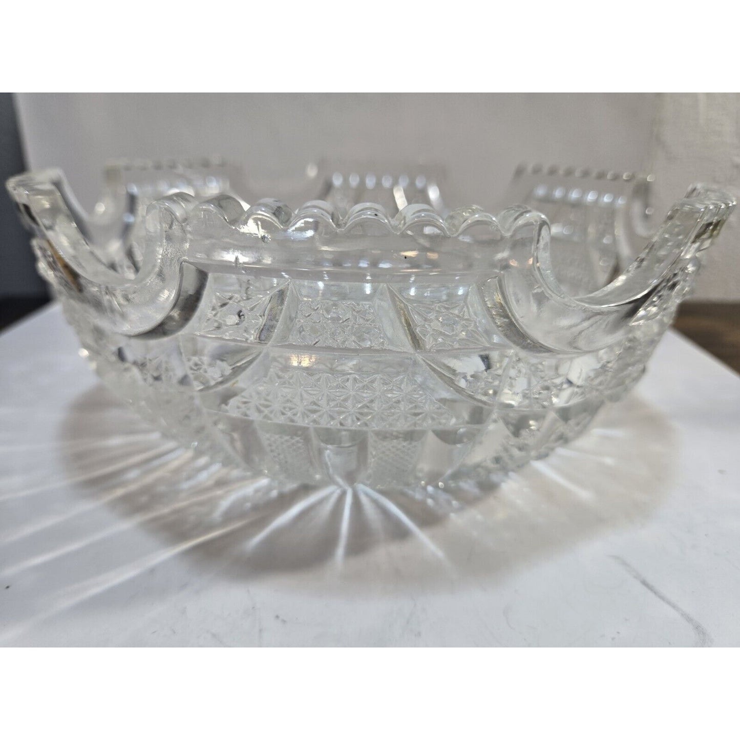 Vintage Bowl Imperial Star Cut Crystal Glass Clear Round 8 1/2"