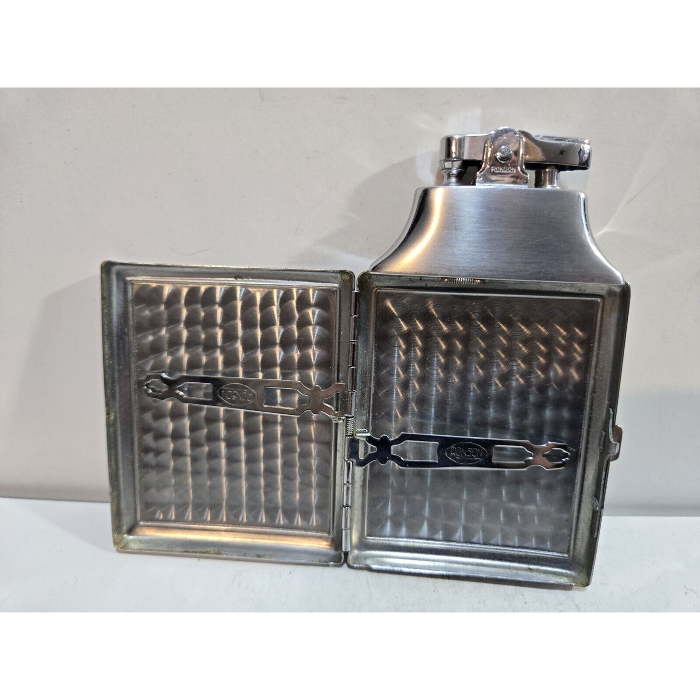 Working Ronson Mastercase Silver Tone Cigarette Case Lighter 7399/14