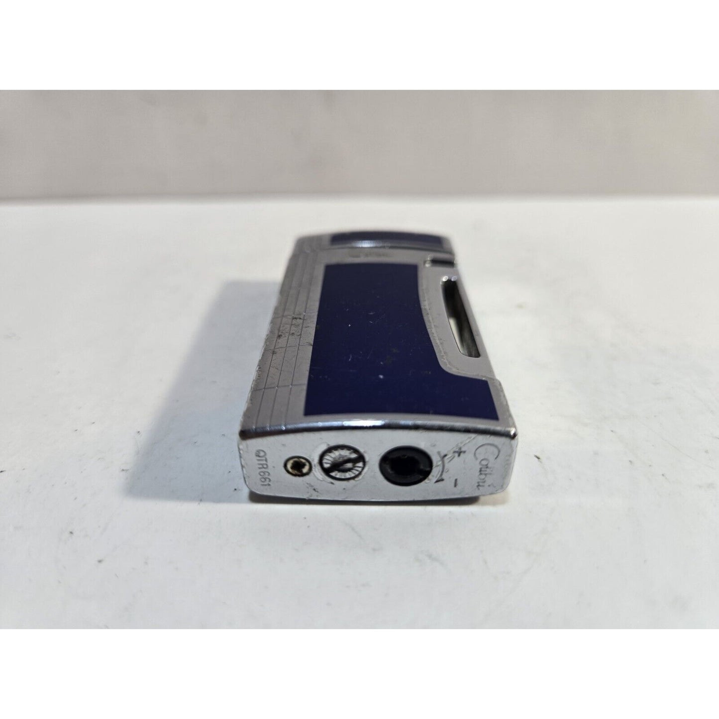 Working COLIBRI Torch & Flint Silver & Blue Tone LIGHTER 6960/36