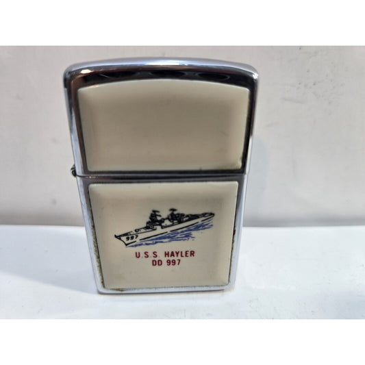 Working USS HAYLER DD-997 Zippo Lighter 1988 Vintage USA Navy, 2 SIDED 6850/33