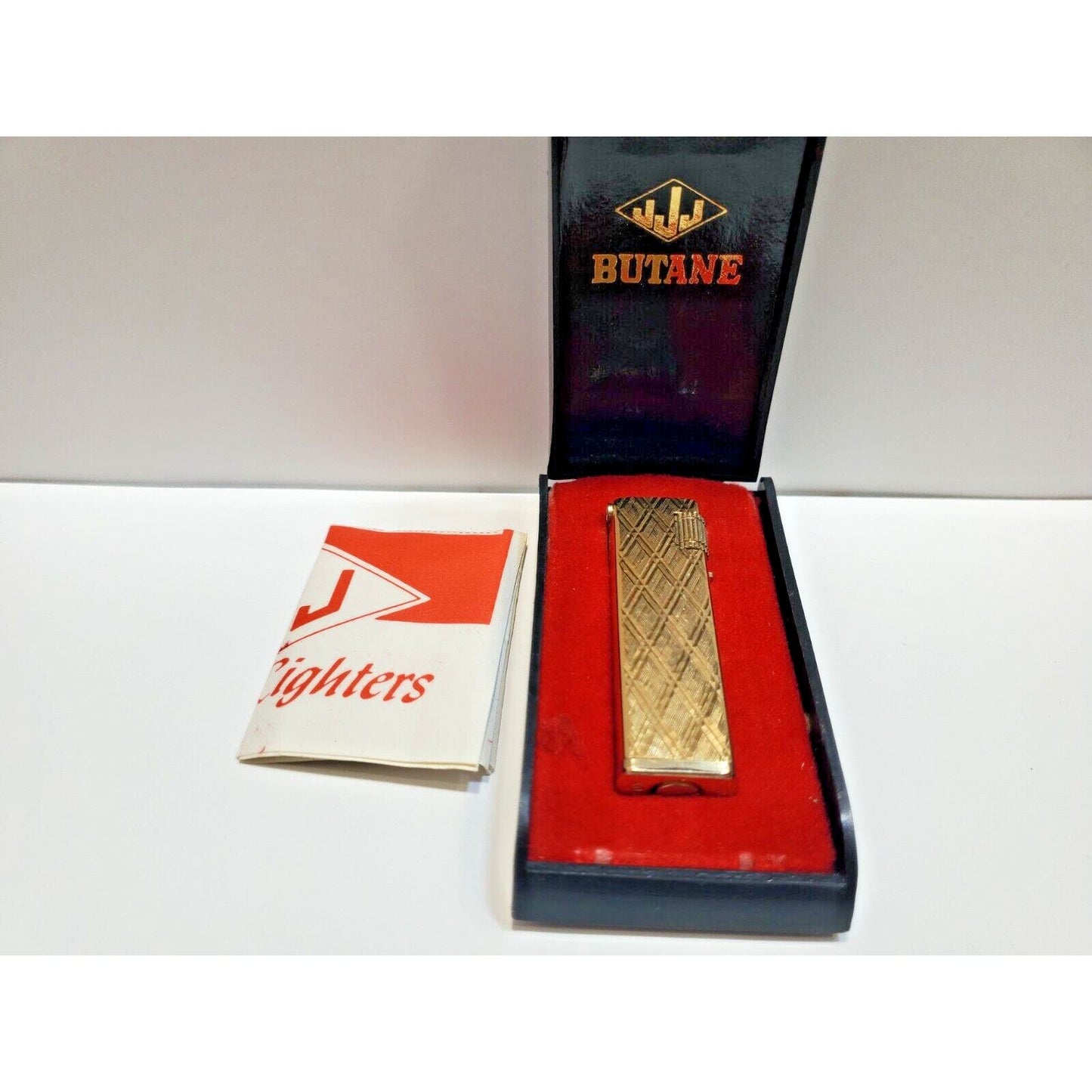 Working Vintage JJJ Lighter - Diamond Pattern Imperial / Original Box 6510/24