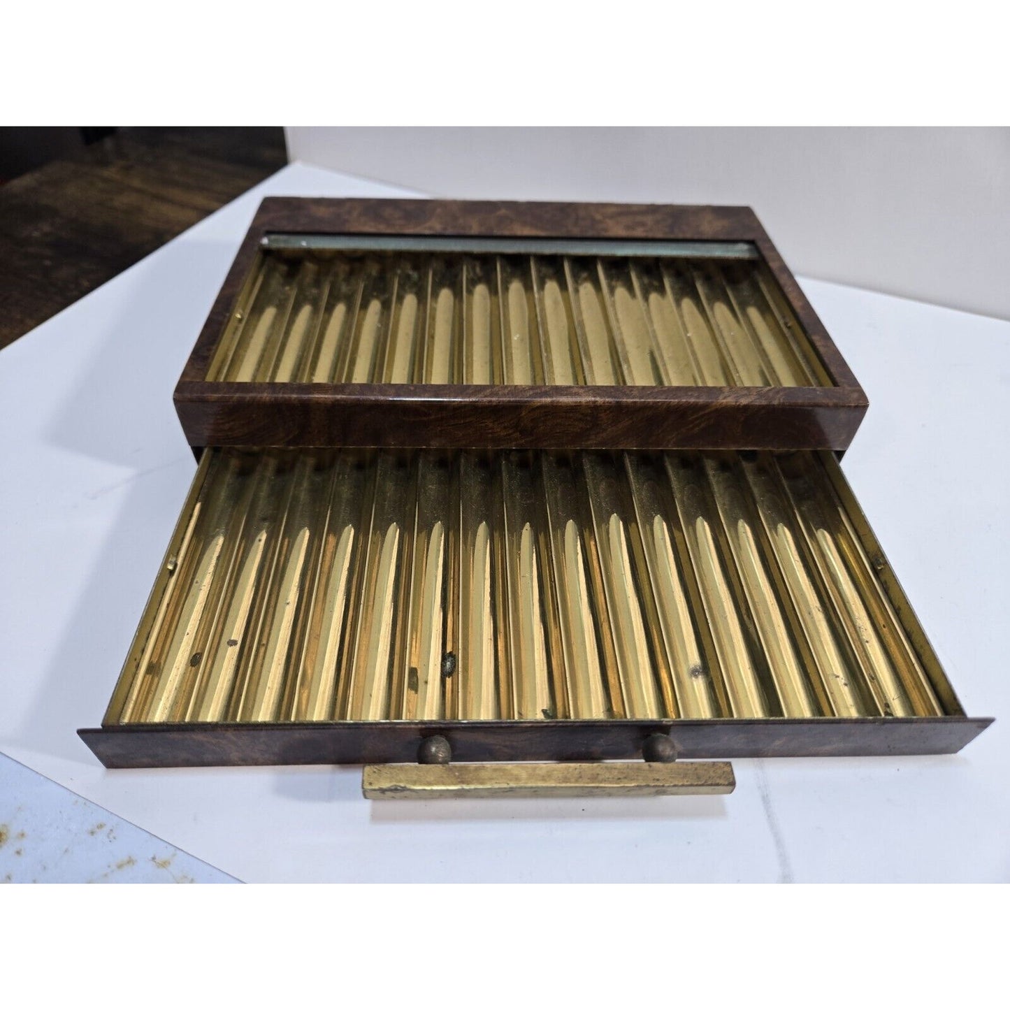 Vintage Ronson Art Deco Roll-top Cigarette Dispenser Box, Case