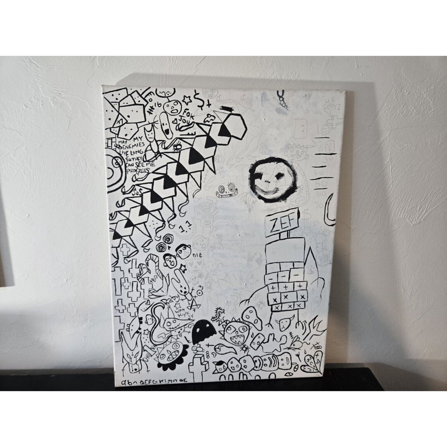 Oil Painting Crown Doodle Art Signed Graffiti 18 X 24"