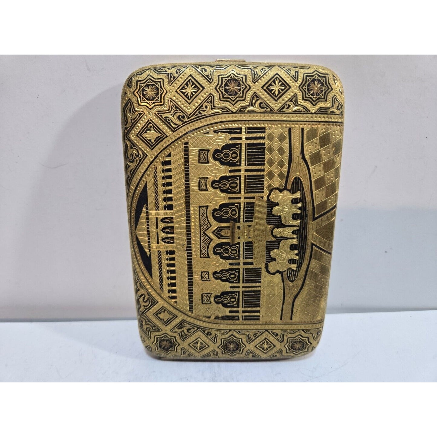 Antique Toledo Gold 24k Damascened 4 3/4 X 3 1/4" Cigarette Case 7700/2