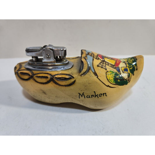 Working Vintage Handmade Wooden Shoe Marken Holland Netherlands Lighter 5" 7609