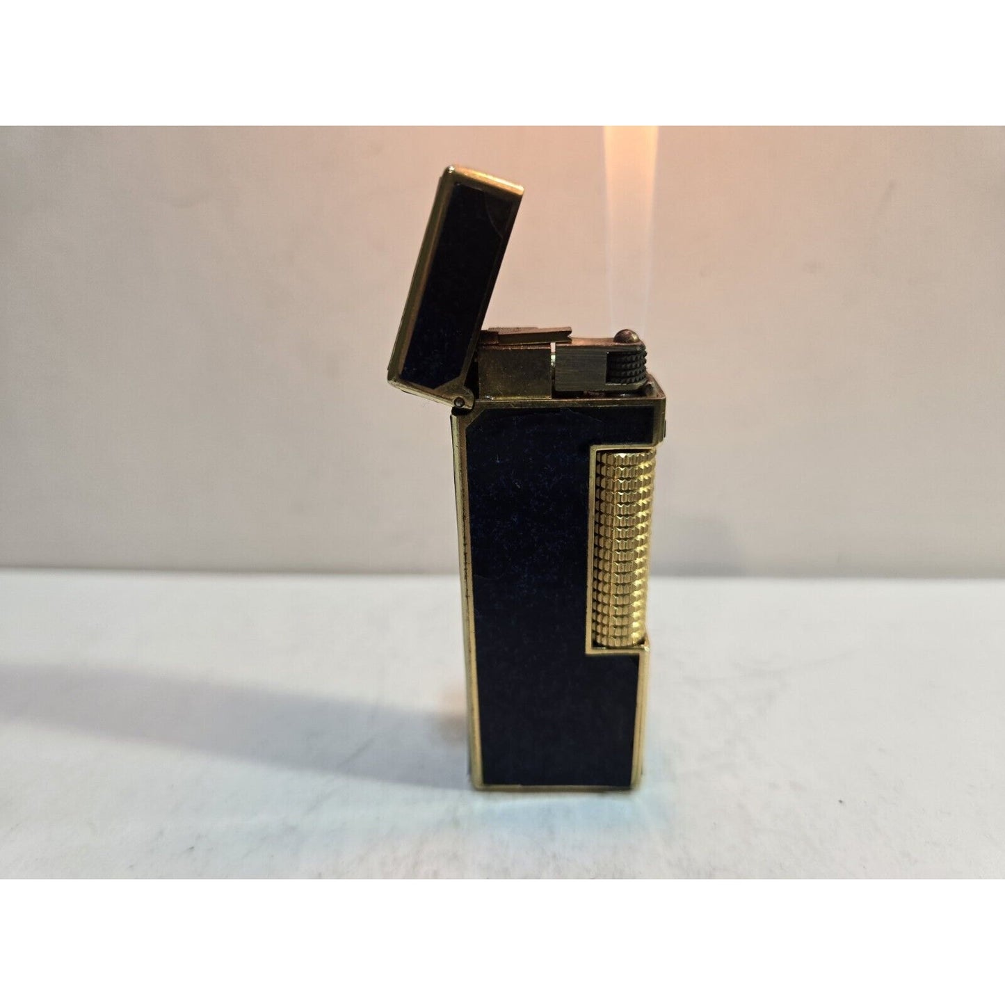 Working Vintage DUNHILL Rollagas Lighter Enamel, Gold Tone SWISS MADE, 7589/37