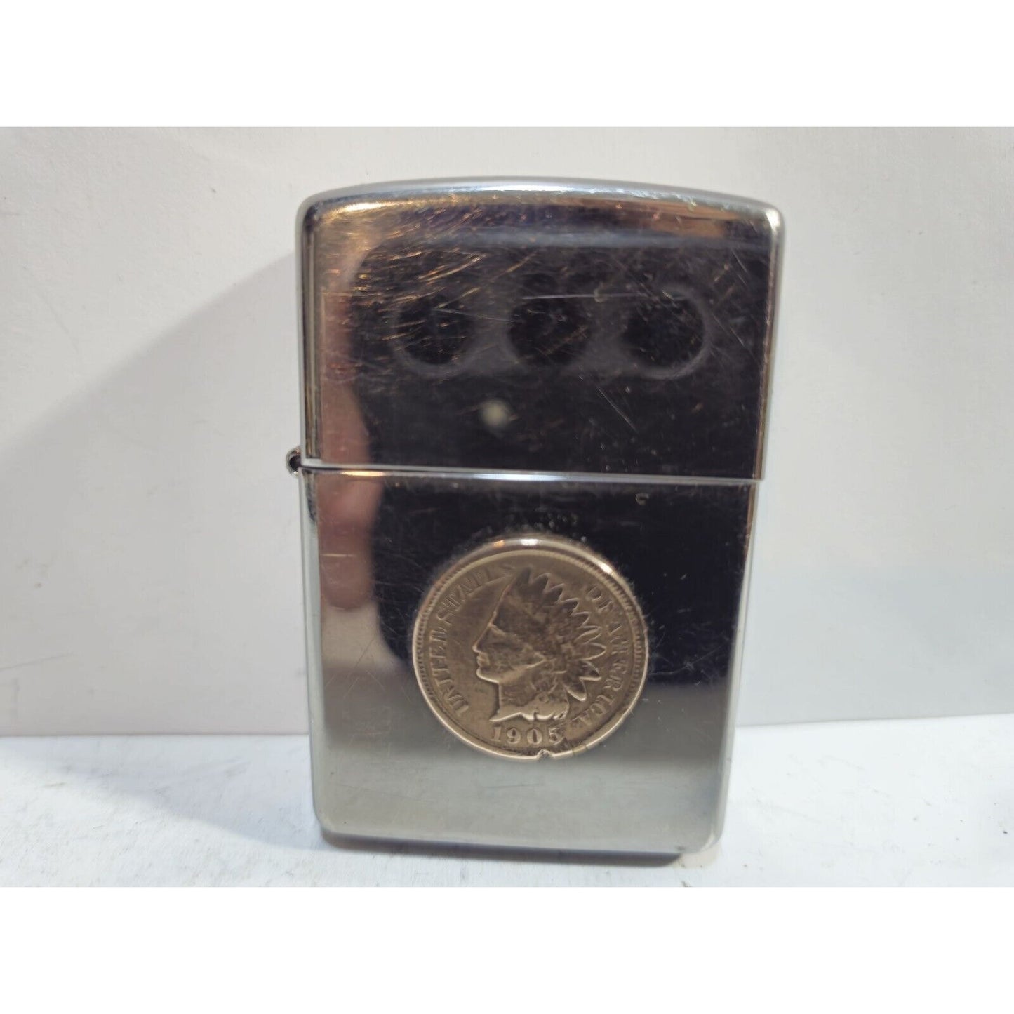 Vintage Working Zippo Lighter Native American Indian Head 1905 Penny 7181/33