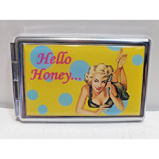 Vintage Pinup Girl Phone Book Mirror Case Risque 4 x 2 1/2" Hello Honey 6549/3