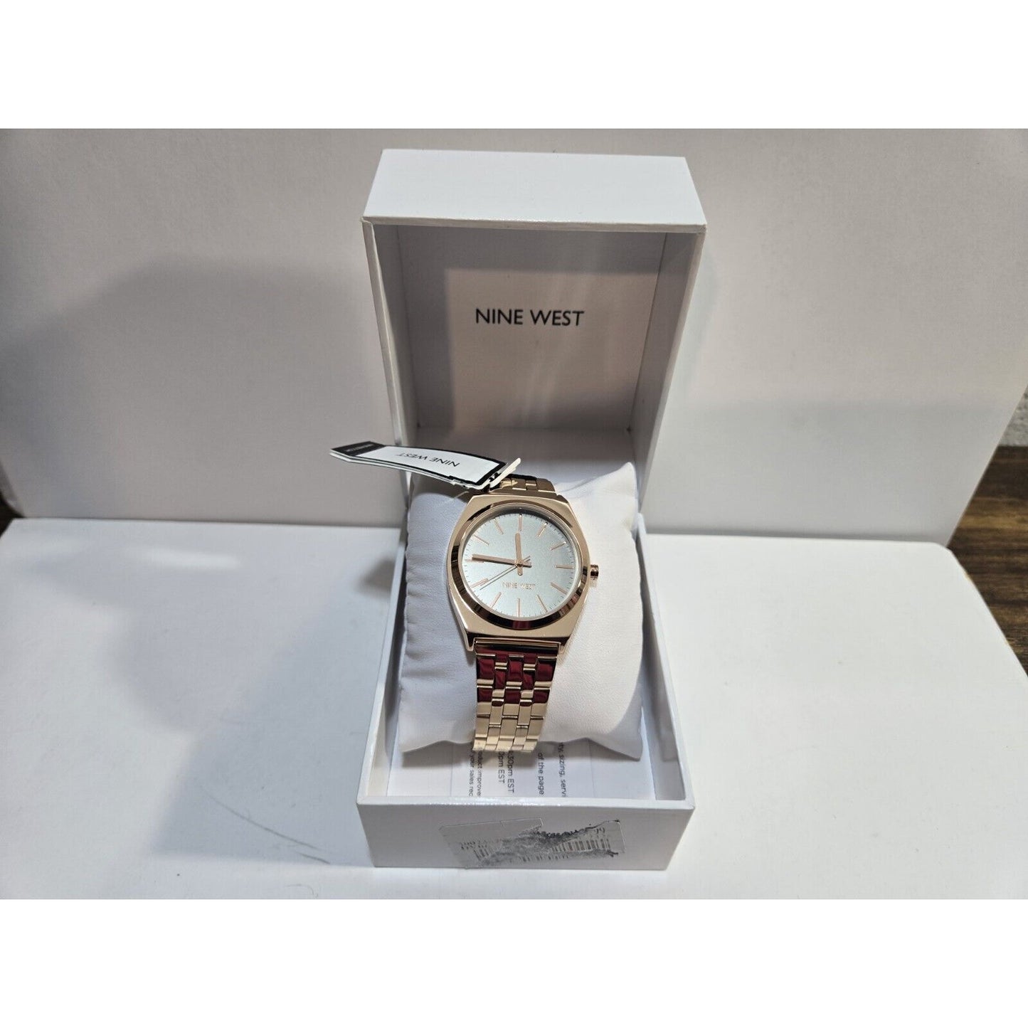 NEW Nine Unisex Crystal Accented Rose Gold-Tone Bracelet Watch