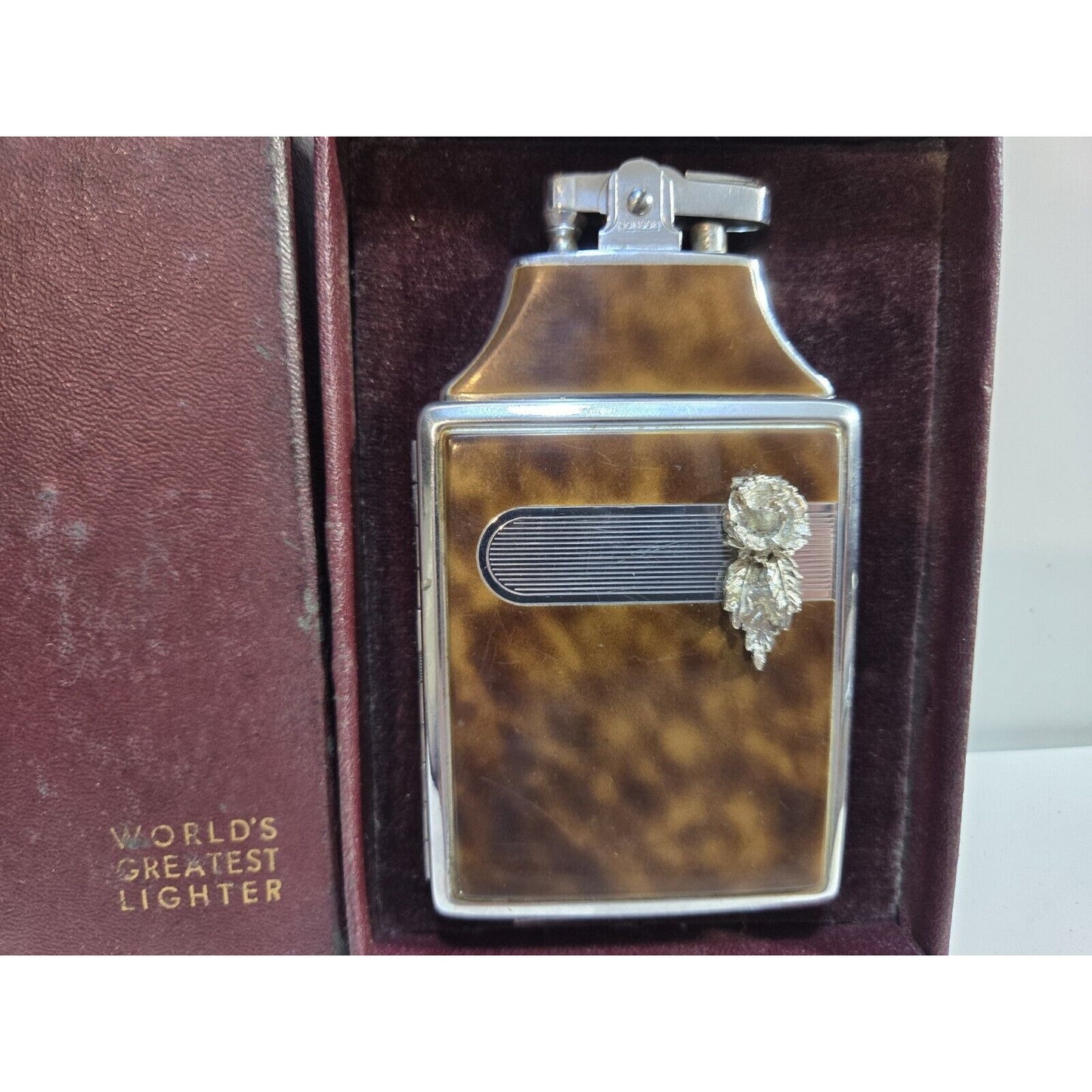 Working Ronson Mastercase Enamel Cigarette Case Lighter Original Case 7163/4
