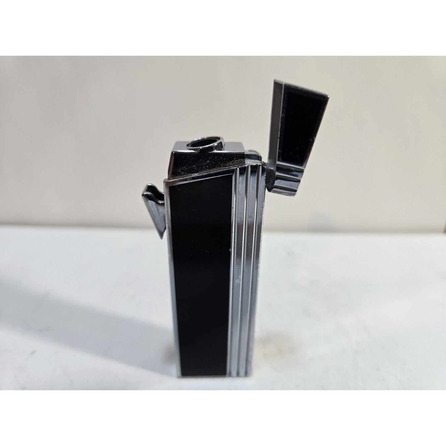 WORKING COLIBRI TORCH Silver & Black Enamel LIGHTER 697436