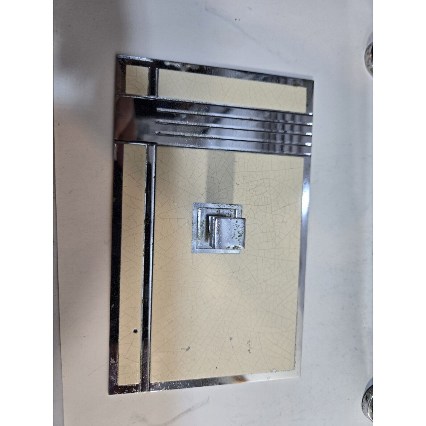 Vintage Working Ronson Chrome Black Enamel Touch Tip Lighter & Cigarette Box