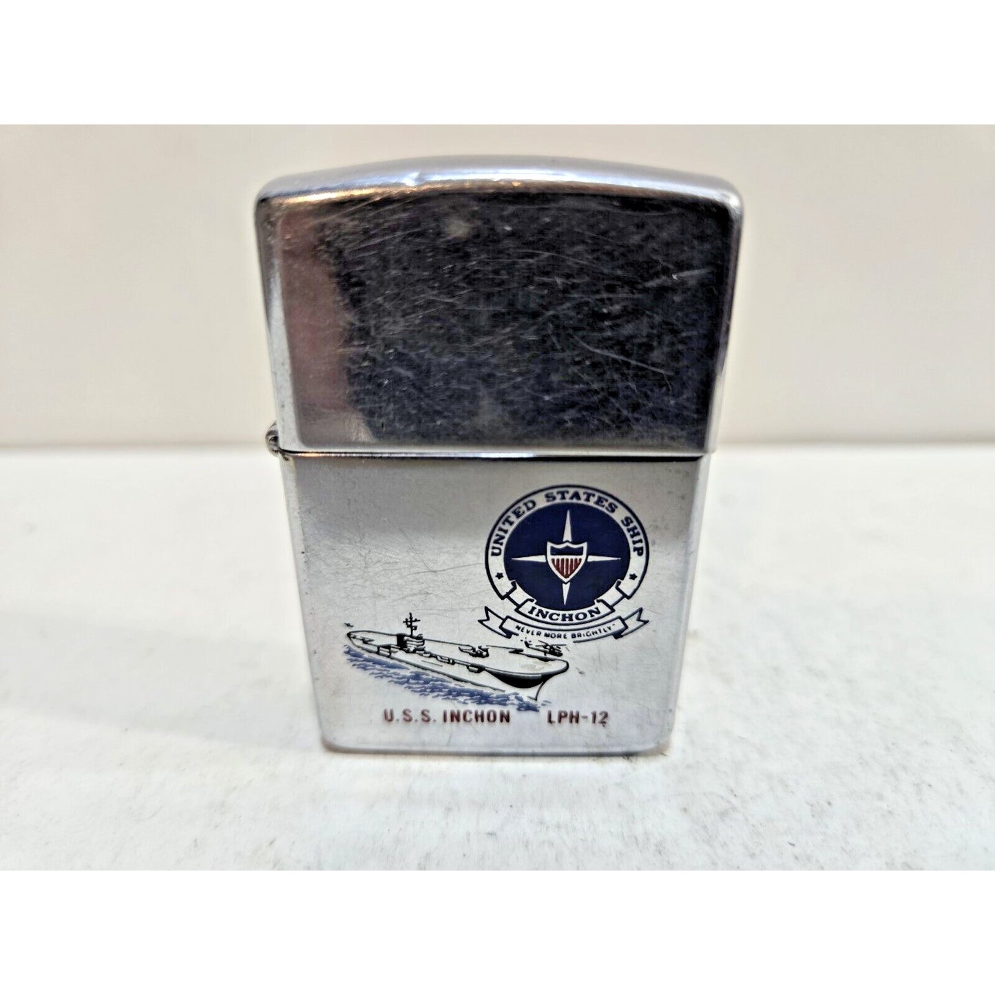 Vintage Working Zippo USS Inchon LPH-12 Lighter 7419/33