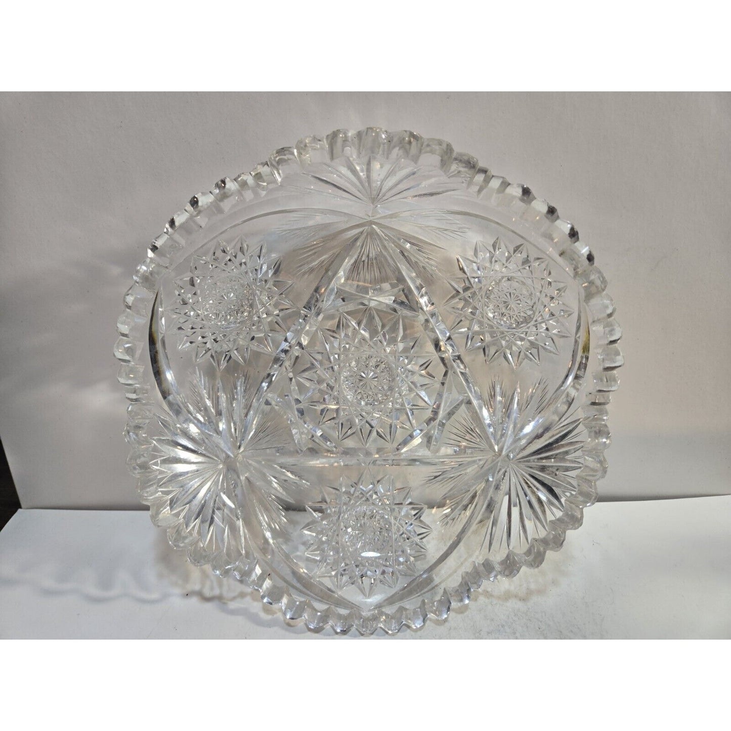 Vintage Cut Crystal Glass Bowl Tray Dish 7"