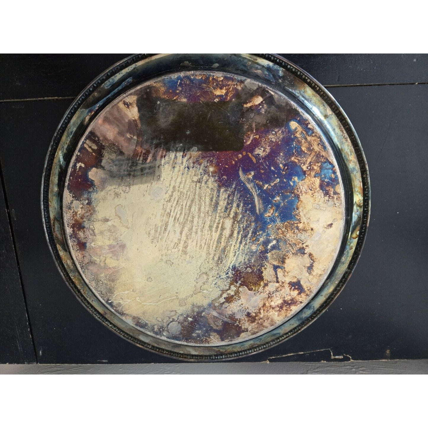 Vintage Wm Rogers  Son Spring Flower 12 ”Silver Plate Serving Tray