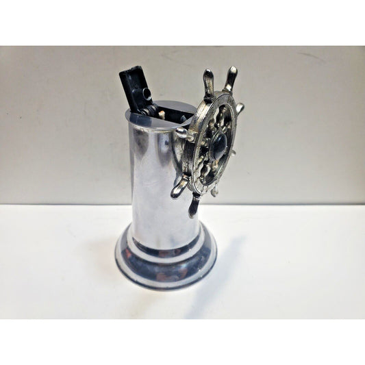 Vintage Unique Working Hamilton Lighter Chrome Nautical Ships Wheel 6463/47