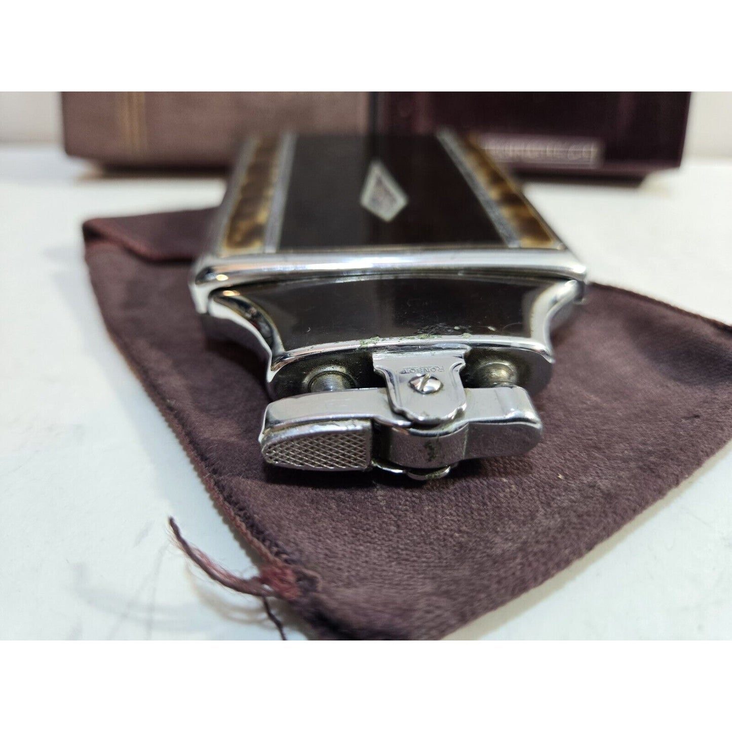 Working Ronson Mastercase Enamel, Cigarette Case Lighter, Original Box 7164/4