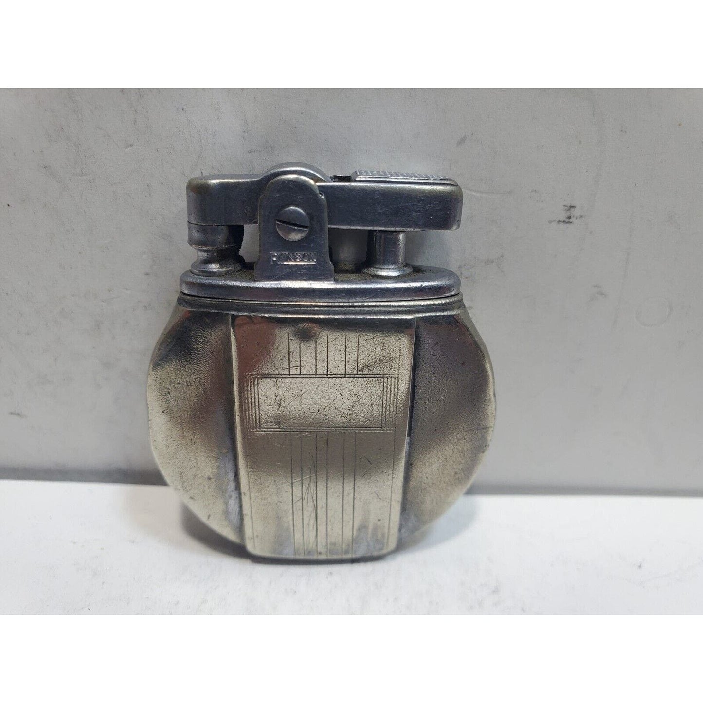 Working Vintage REGENT Ronson Round Silver Lighter / Rondette Model 6442/26