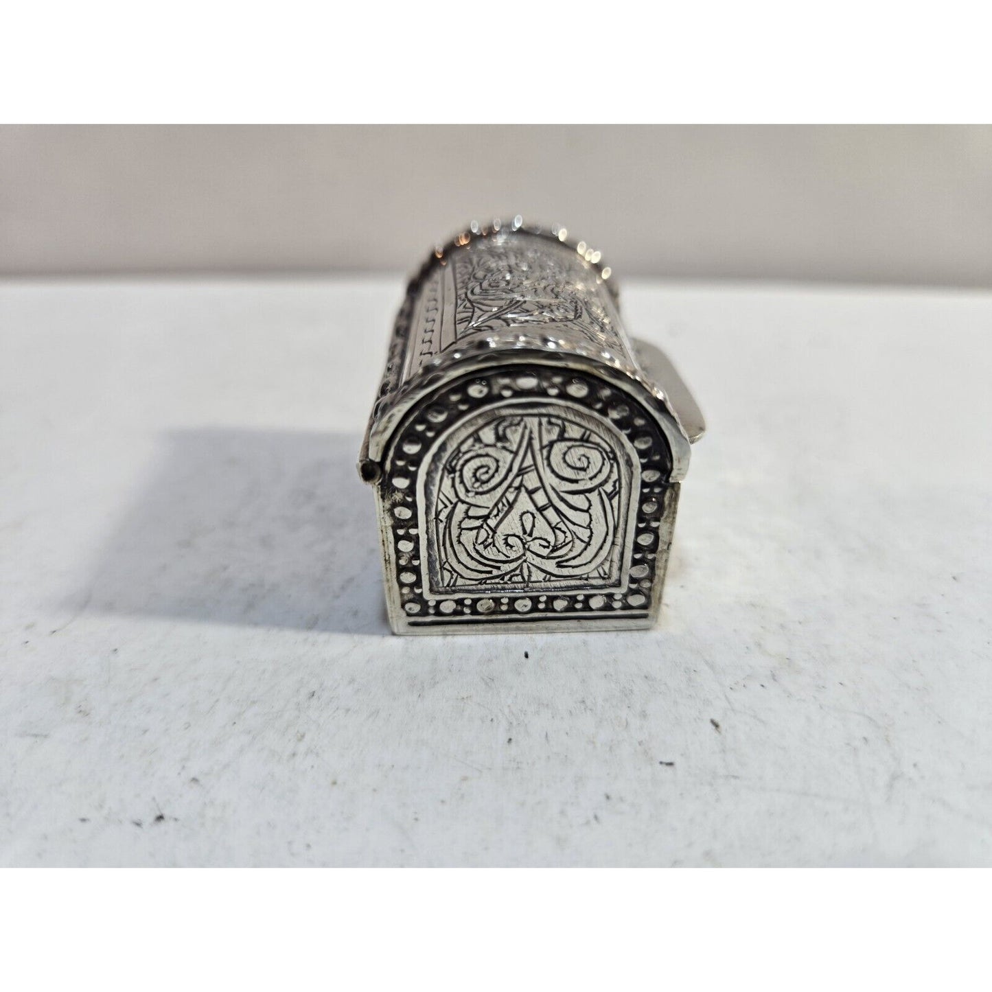 Egyptian Sterling Silver Pill Snuff Case Trinket Box Domed Lid 1 1/2" 7279/3